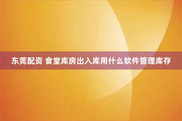 东莞配资 食堂库房出入库用什么软件管理库存