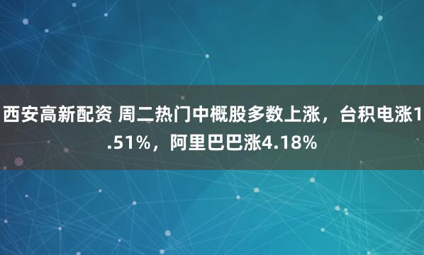 西安高新配资 周二热门中概股多数上涨，台积电涨1.51%，阿里巴巴涨4.18%